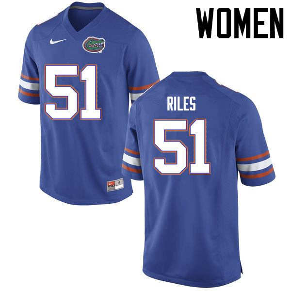 Women Florida Gators #51 Antonio Riles College Football Jerseys Sale-Blue - Click Image to Close